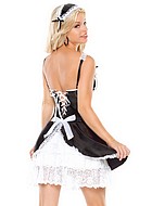 Klänning i lack med spetsdetaljer, french maid, maskeradkläder i 2 delar, plus size